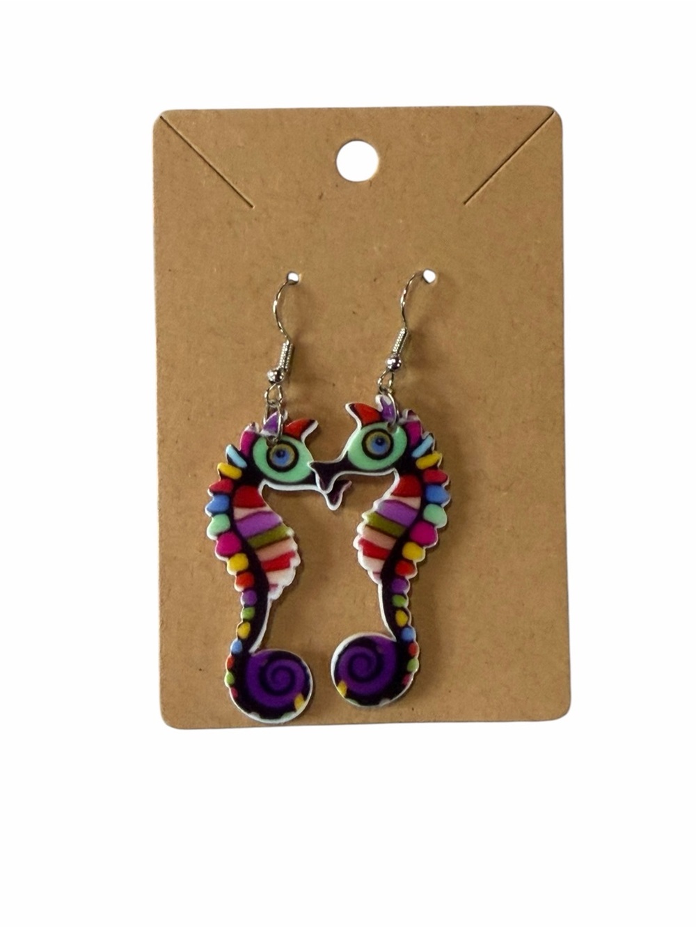 Colorful Seahorse Dangle Earrings - Multicolor -